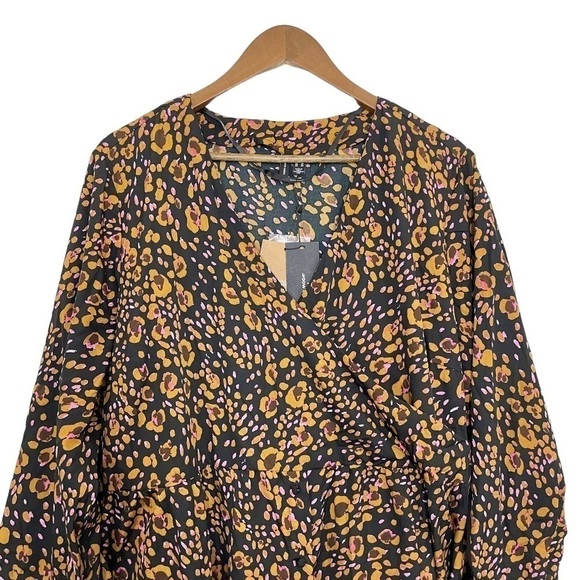 Vera Moda Curve Sandra Henna 7/8 Faux Midi Wrap Dress Sleeve Floral Print NWT - Picture 5 of 15